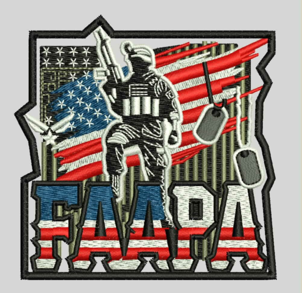 Faapa Graphics single self activated adhesive patches, iron on or heat press on garments, such as hats  shirts, backpacks and other apparel. FA'APA GRAPHICS