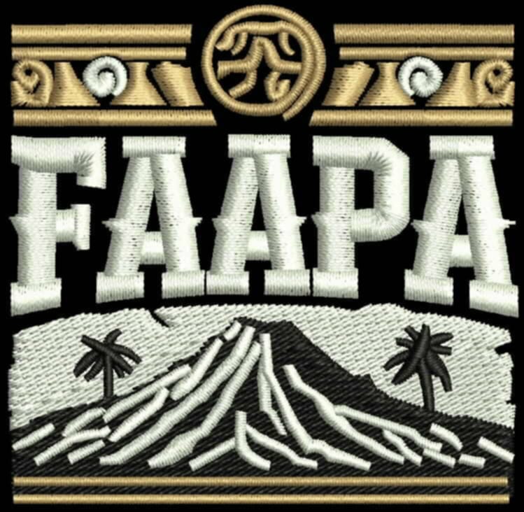 Faapa Graphics single self activated adhesive patches, iron on or heat press on garments, such as hats  shirts, backpacks and other apparel. FA'APA GRAPHICS