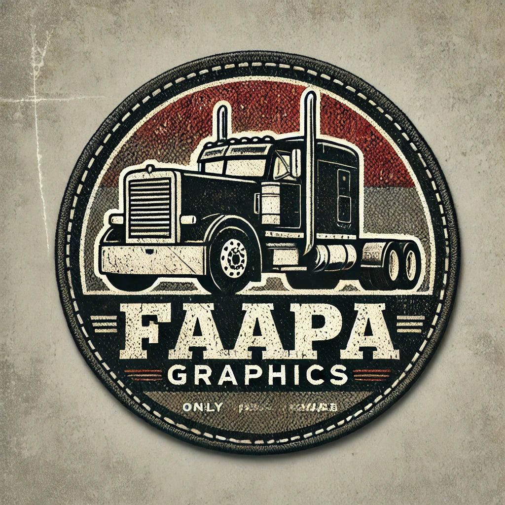 Faapa Graphics single self activated adhesive patches, iron on or heat press on garments, such as hats  shirts, backpacks and other apparel. FA'APA GRAPHICS